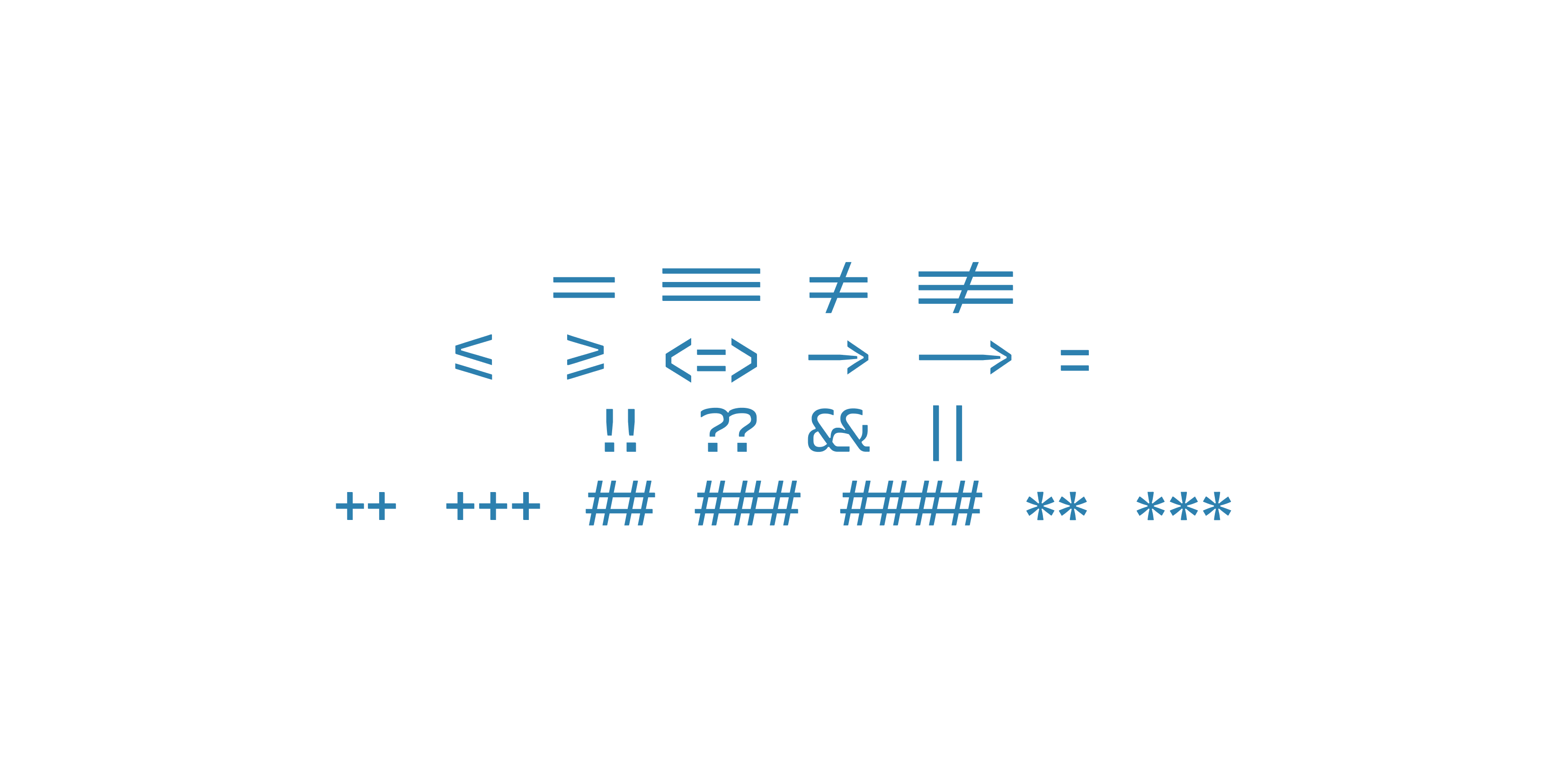 <strong>Fig 26</strong>: Some of the arrows in Recursive could look better but other than that the coding ligatures look great.