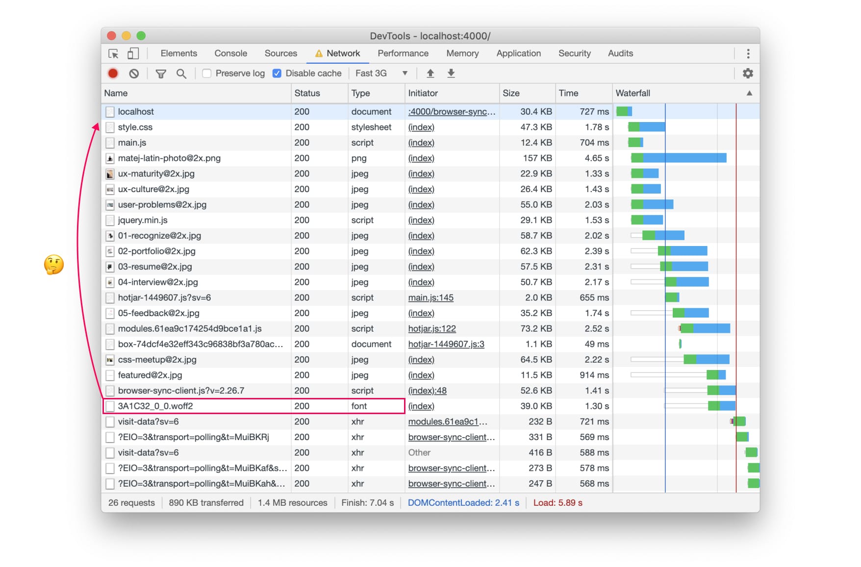 The font is among the last things that get loaded by the browser. 3G simulated loading took 7.04 seconds to load.